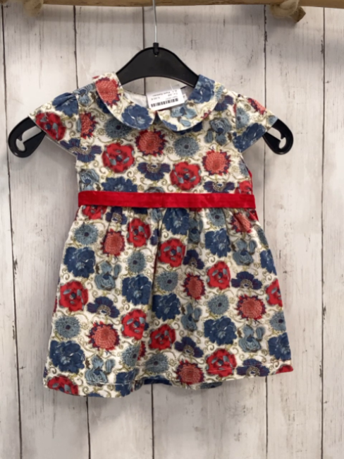 Petit Bateau  Kleid  Gr. 68  weiß große bunte Blumen 