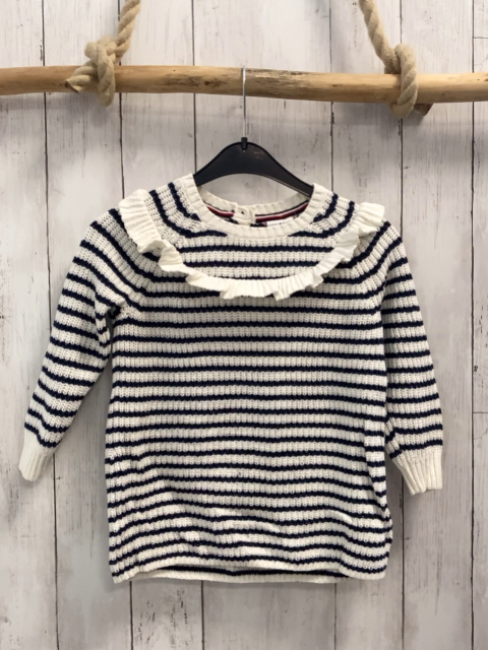 Tommy Hilfiger Pullover Gr. 98  weiß blau gestreift Strick