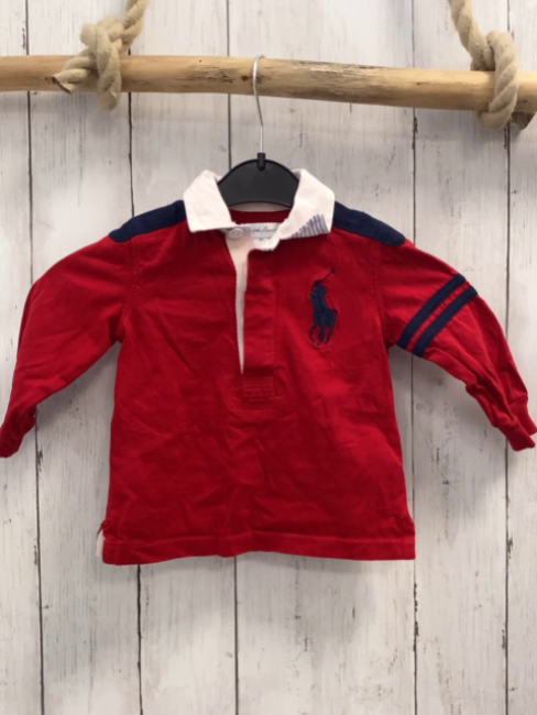 Ralph Lauren Langarmshirt Gr. 74  rot blau weißer Kragen