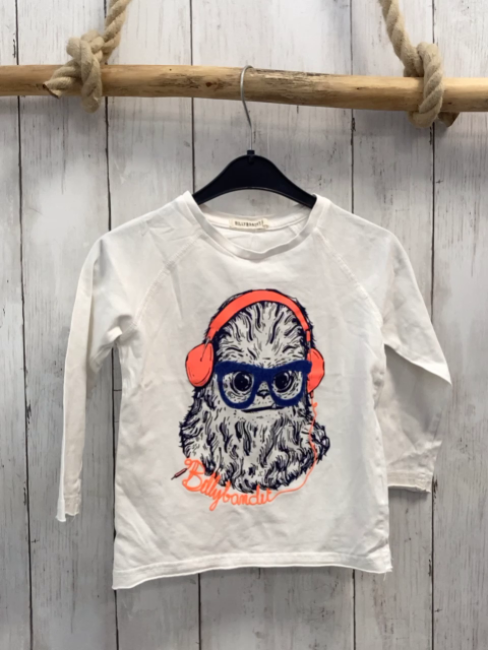 Billybrandit Langarmshirt Gr. 98  weiß Monster mit Kopfhörern