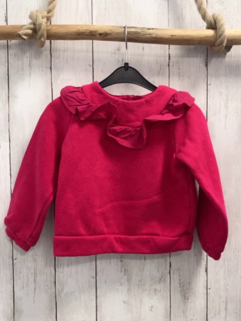Jacadi Pullover Gr. 92  pink Rüschenkragen