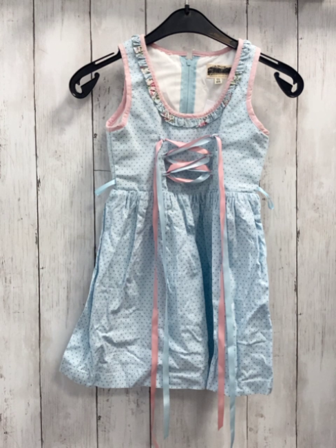 Alpin Kleid Gr. 98  Dirndl hellblau Punkte rosa Bund (ohne Schürze)