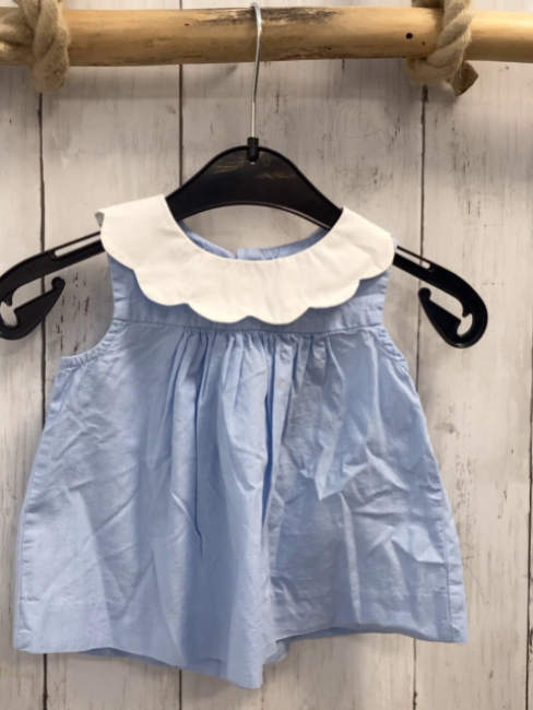 Jacadi Sommerbluse  Gr. 74  hellblau weißer Kragen 