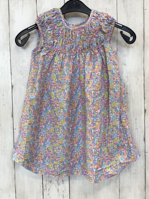 Zara  Kleid  Gr. 98  rosa bunte Blumen gesmokter Ausschnitt 