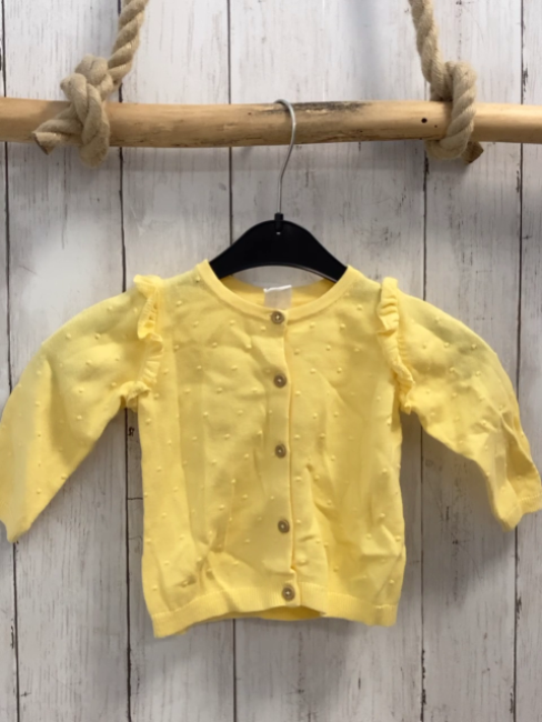 H&M  Strickjacke  Gr. 68  gelb Noppen Rüschen an den Schultern