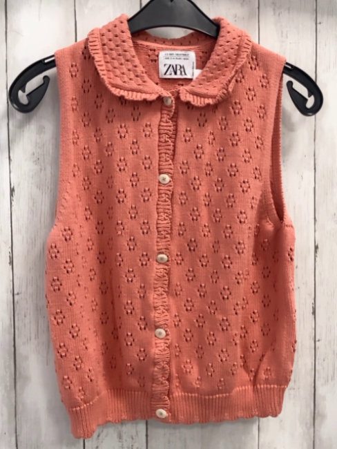 Zara  Strickweste  Gr. 164  lachs Lochmuster Kragen 