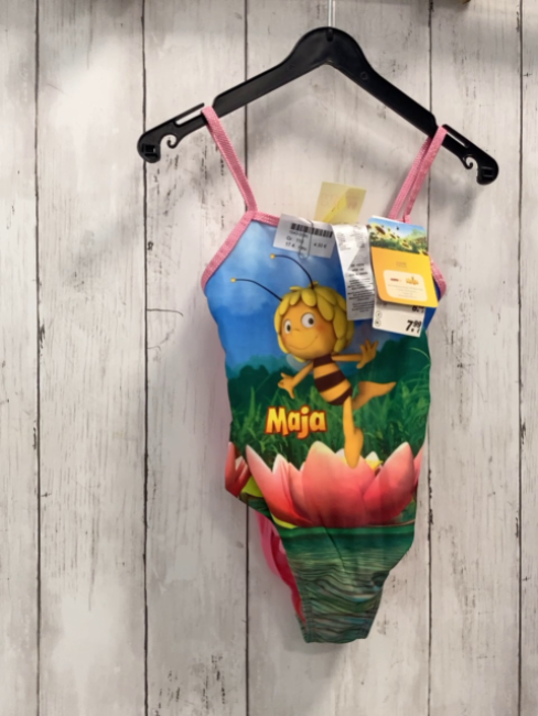 neu  Badeanzug  Gr. 110  rosa bunt Biene Maja 