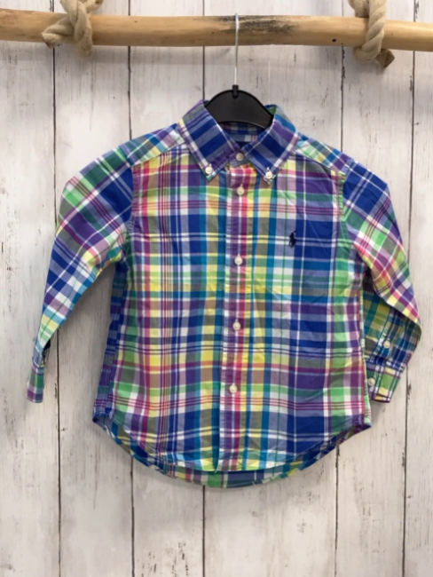 Ralph Lauren  Hemd  Gr. 92  blau gelb grün pflaume kariert 