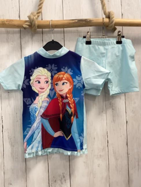 2tlg  UV-Schutzset  Gr. 110  blau mint Bund Anna & Elsa 