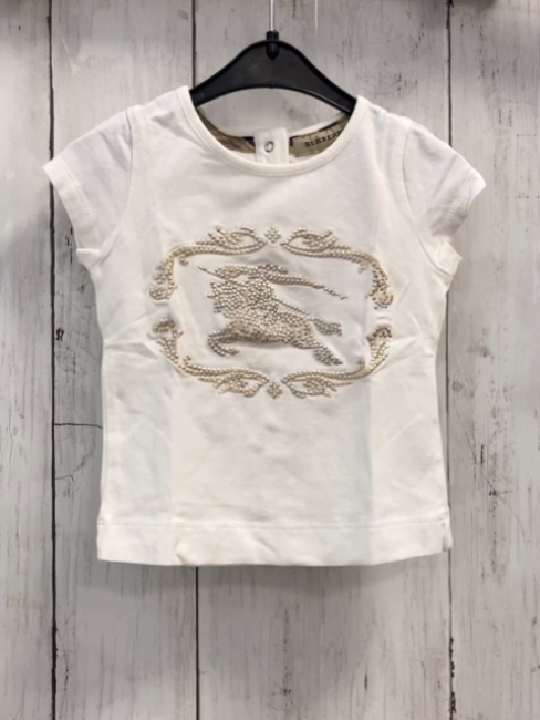 Burberry  T-Shirt  Gr. 68  weiß beige silber Druck mit Ritter mit Lanze 