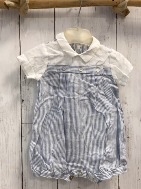 Il Fugoa  Playsuit  Gr. 62  weiß + hellblaue Streifen Kragen 
