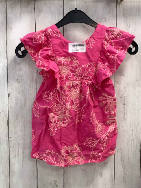 zara Sommerbluse Gr. 86  pink gestickte Blumen