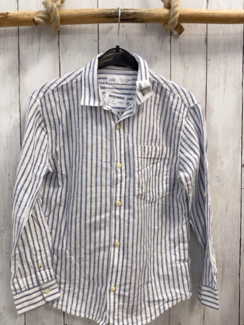 zara Hemd Gr. 134  blau weiß gestreift 28% Leinen