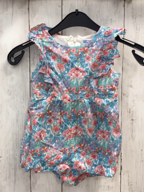 Jacadi Playsuit Gr. 86  weiß blau pink rot Blumen