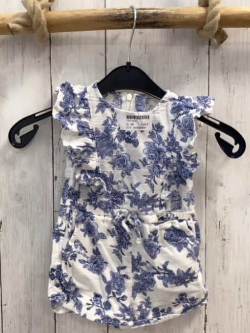 vertbaudet Playsuit Gr. 86  weiß blaue Blumen