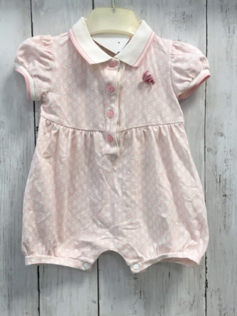 Gucci Playsuit Gr. 68  weiß rosa Muster Kragen