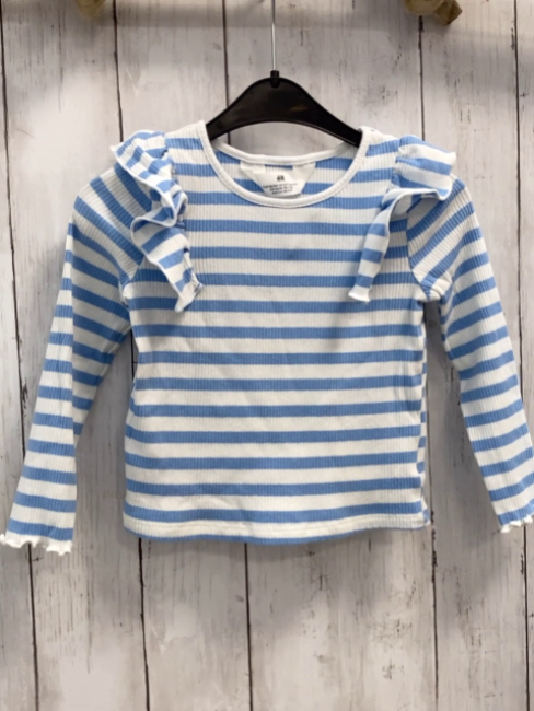 H&M Langarmshirt Gr. 98  blau weiß gestreift gerippt Rüsschen