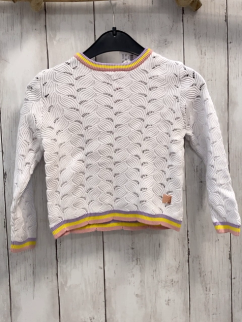 Carrement beau Pullover Gr. 86  weiß Lochmuster lila gelb pink Bund
