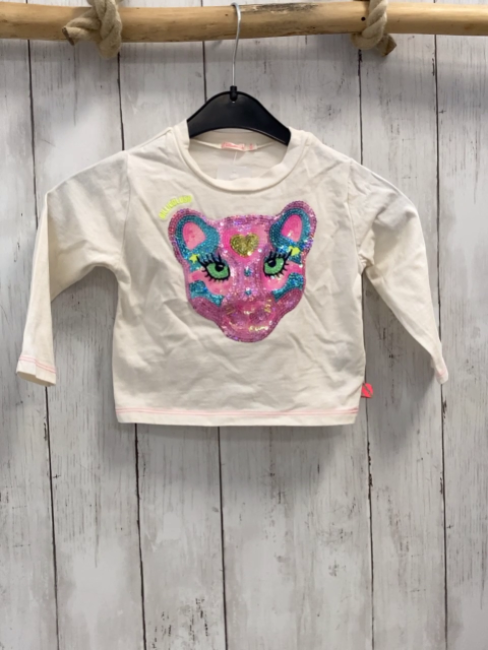Billieblush Langarmshirt Gr. 86  weiß Pailettentierkopf