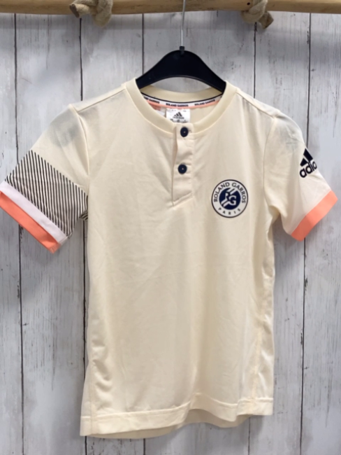 Adidas Sportshirt Gr. 128  creme schwarz weiß aprikot Streifen am Bund