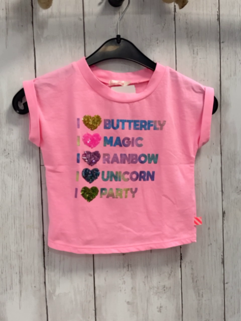 Billieblush T-Shirt Gr. 92  pink bunte Schrift Pailetten