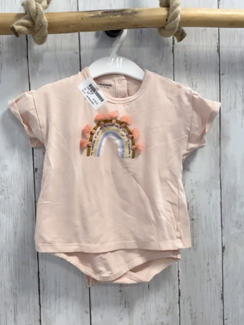 vertbaudet T-Shirt Gr. 80  rosa Bogen Bommel Bodyunterteil