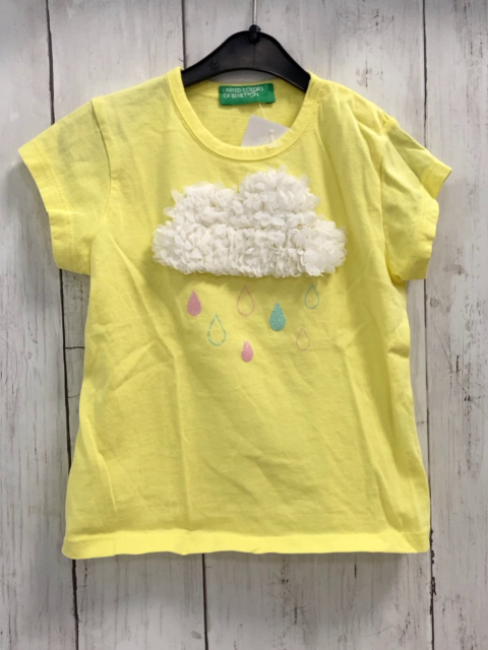 benetton T-Shirt Gr. 74  gelb Wolke Tropfen Glitzer
