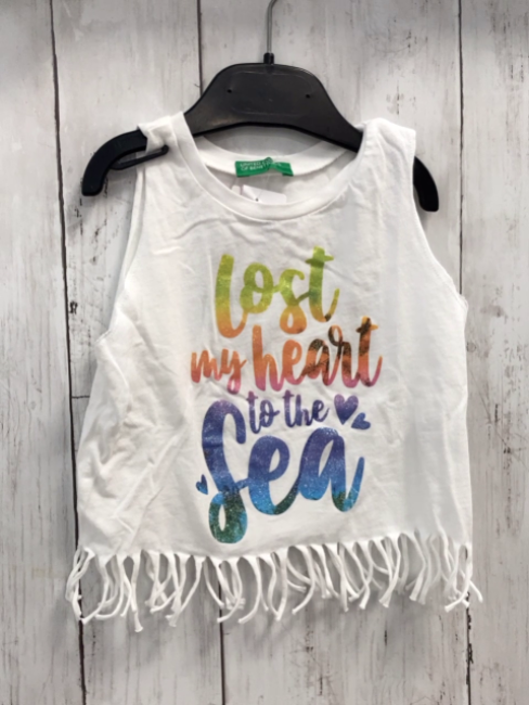 benetton Top Gr. 80  weiß Glitzerschrift