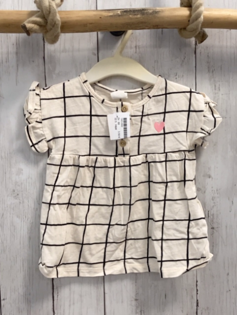 H&M T-Shirt Gr. 68  beige schwarz kariert