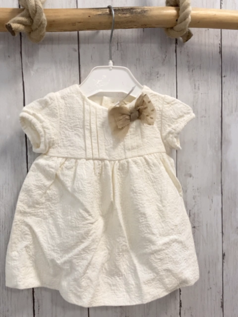 zara Kleid Gr. 68  weiß Struktur beige Schleife
