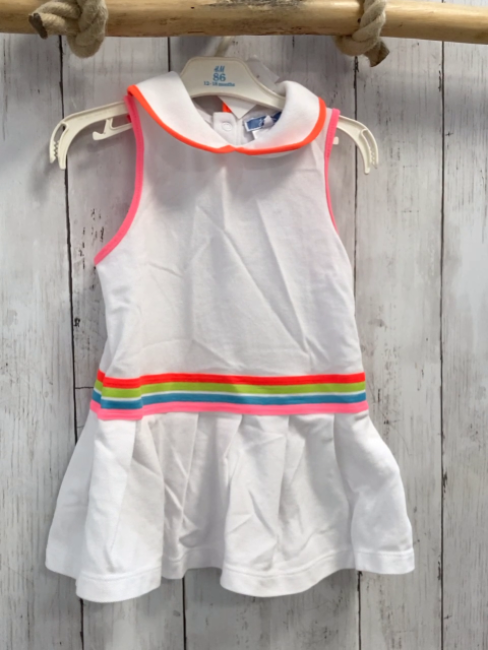 Jacadi Kleid Gr. 92  weiß Neonfarbene Streifen Kragen
