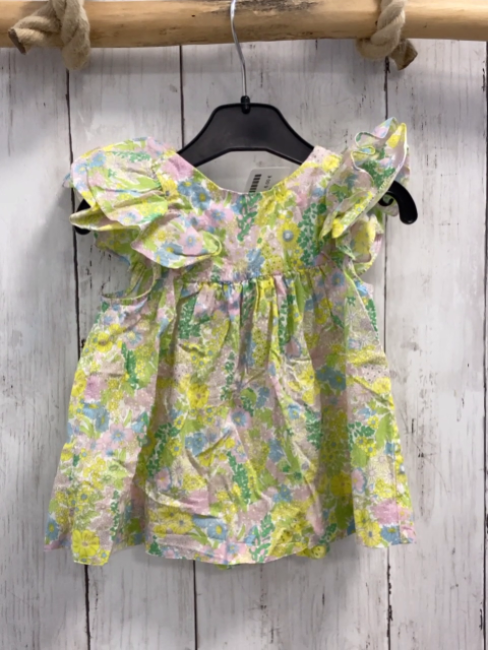 Jacadi Sommerbluse Gr. 86  weiß grün blau rosa Blumen