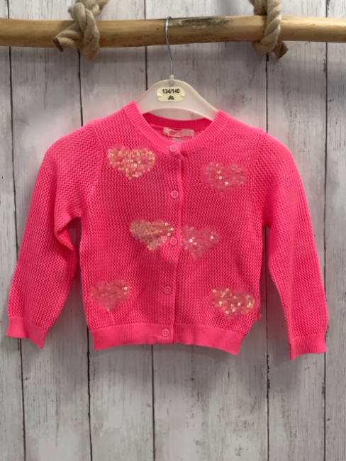 Billieblush Strickjacke Gr. 86  pink Lochmuster Pailettenherzen
