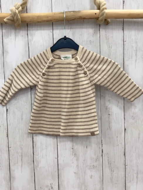  Pullover Gr. 68  beige braune Streifen gerippt
