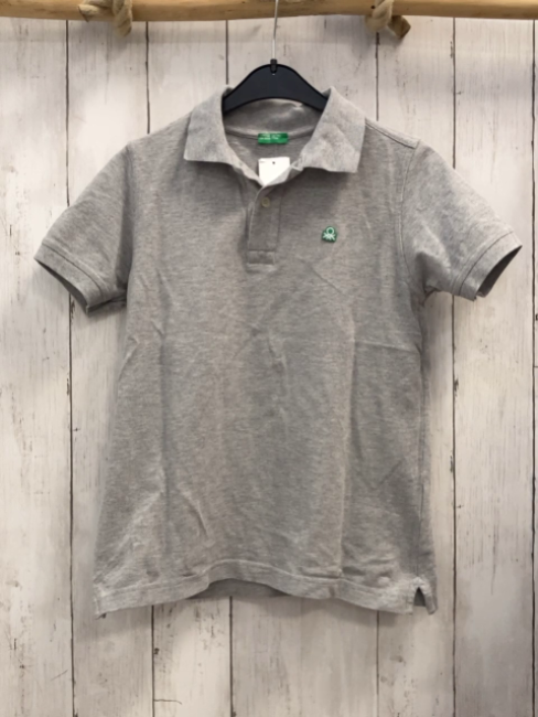 Benetton  T-Shirt  Gr. 140  grau Polokragen 