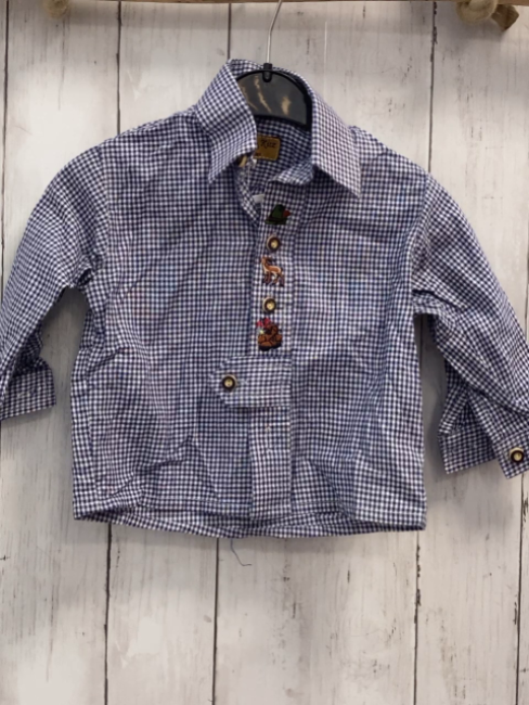 Alpenkids  Hemd  Gr. 86  blau weiß kariert SteinbockSchuhe Hut 