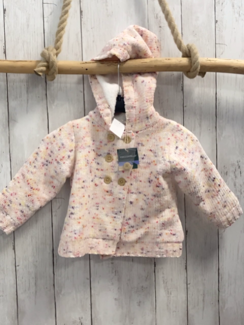 neu Coccodrillo  Strickjacke  Gr. 86  weiß bunt meliert weißes Plüschfutter  