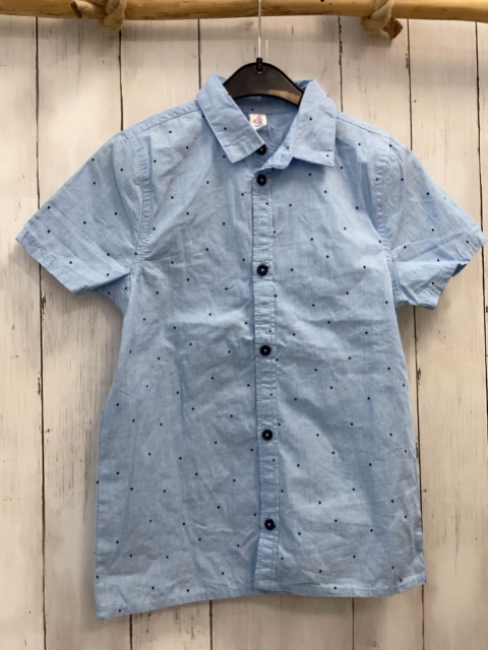   Sommerhemd  Gr. 128  hellblau schwarz Rauten
