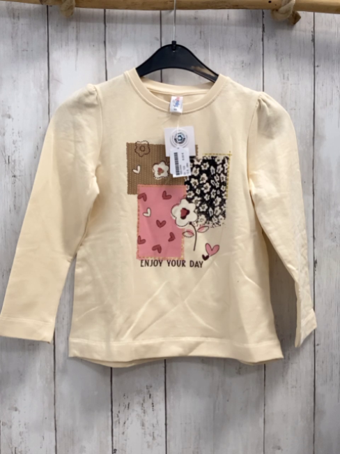 neu  Pullover  Gr. 122  creme bunte Quadrate mit Blumen 