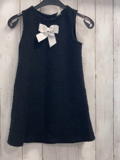 H&M  Kleid  Gr. 110  schwarz Rippen weiße Schleife 