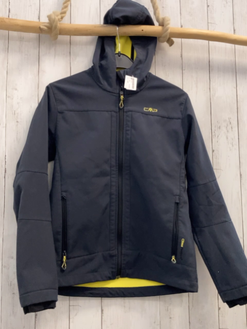 CMP Softshelljacke  Gr. 164  grau gelbe Schrift + gelbes Fleecefutter 