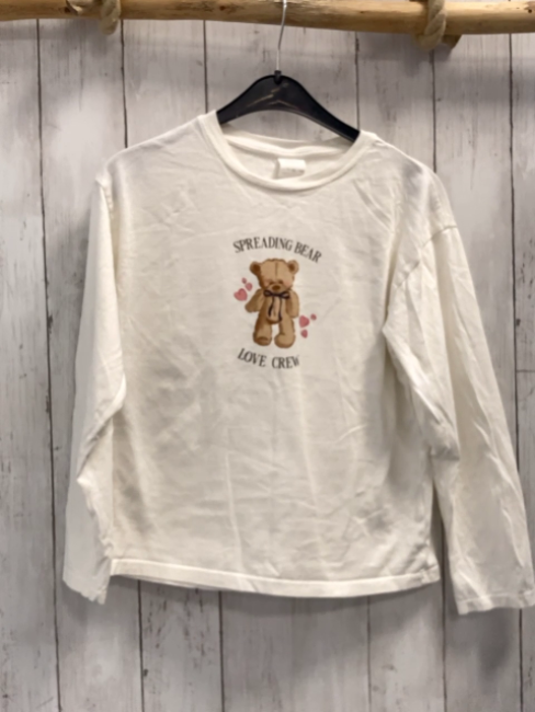Zara  Langarmshirt  Gr. 152  weiß Bär Schrift 