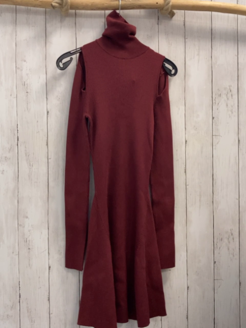 Zara  Kleid Gr. M weinrot Rippen Rolli 