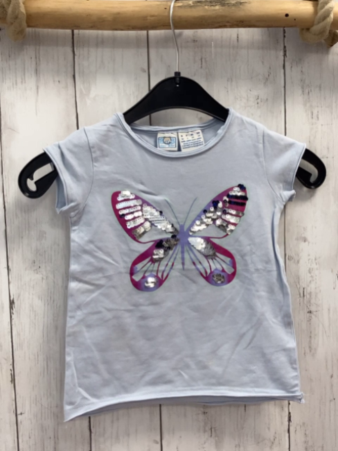 Bob der Bär  T-Shirt  Gr. 92  hellblau Schmetterling mit silber Pailetten 