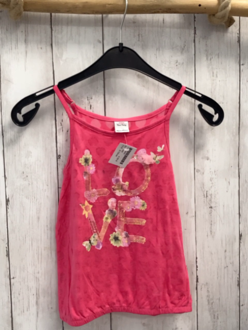 S´Oliver  Top Gr. 104  pink Schrift mit Pailetten + Blumen