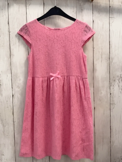 H&M  Kleid  Gr. 134/140  rosa Blumenstickerei Schleife 