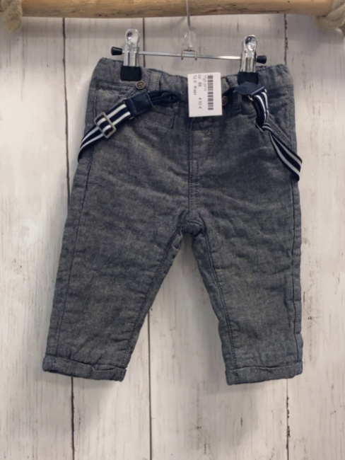 Kiabi Hose Gr. 68  blau meliert gefüttert mit Hosenträgern