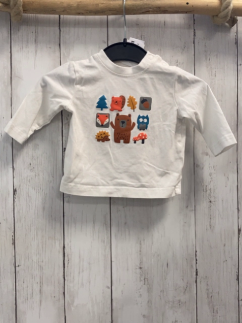  langarmshirt Gr. 56  weiß bunte Tiere