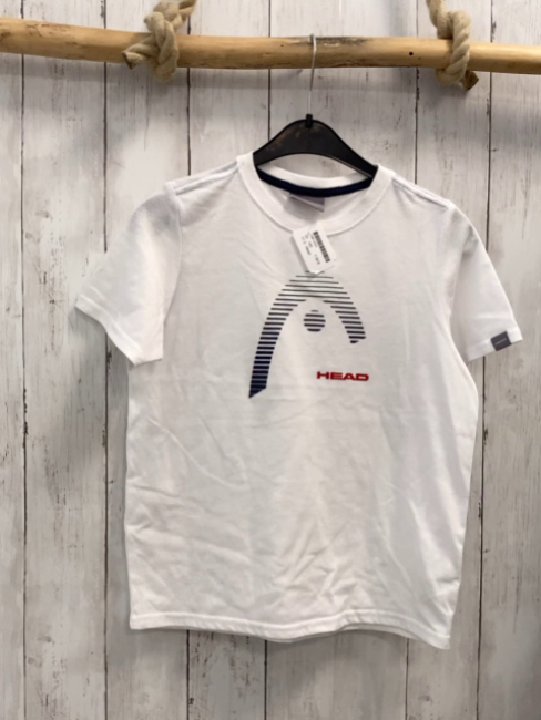 Head  T-shirt  Gr. 140  weiß schwarze Streifen rote Schrift 