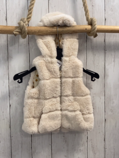Zara  Weste  Gr. 74  beige Fell Kapuze 